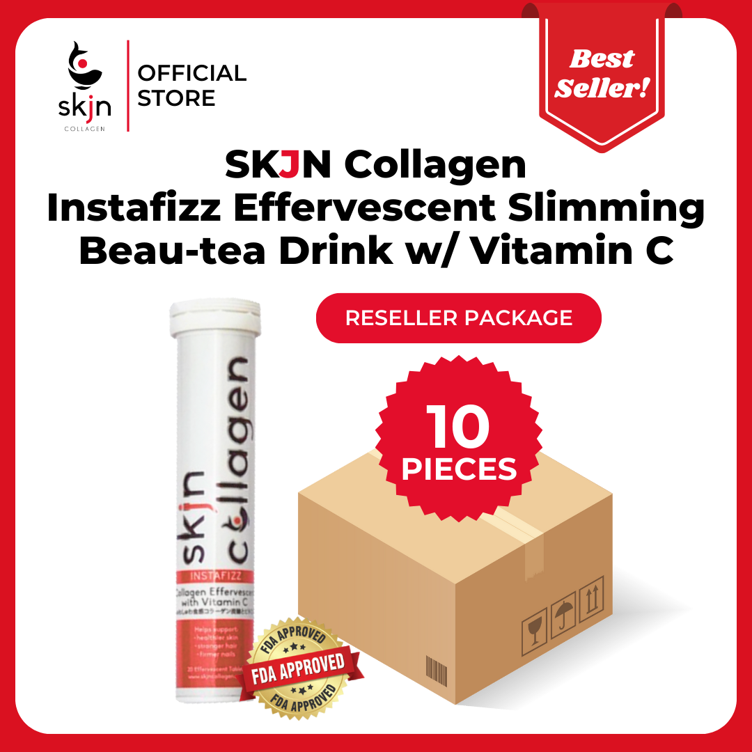 10pcs. SKJN Collagen Instafizz Effervescent Slimming Beau-tea Drink (Resellers Package)