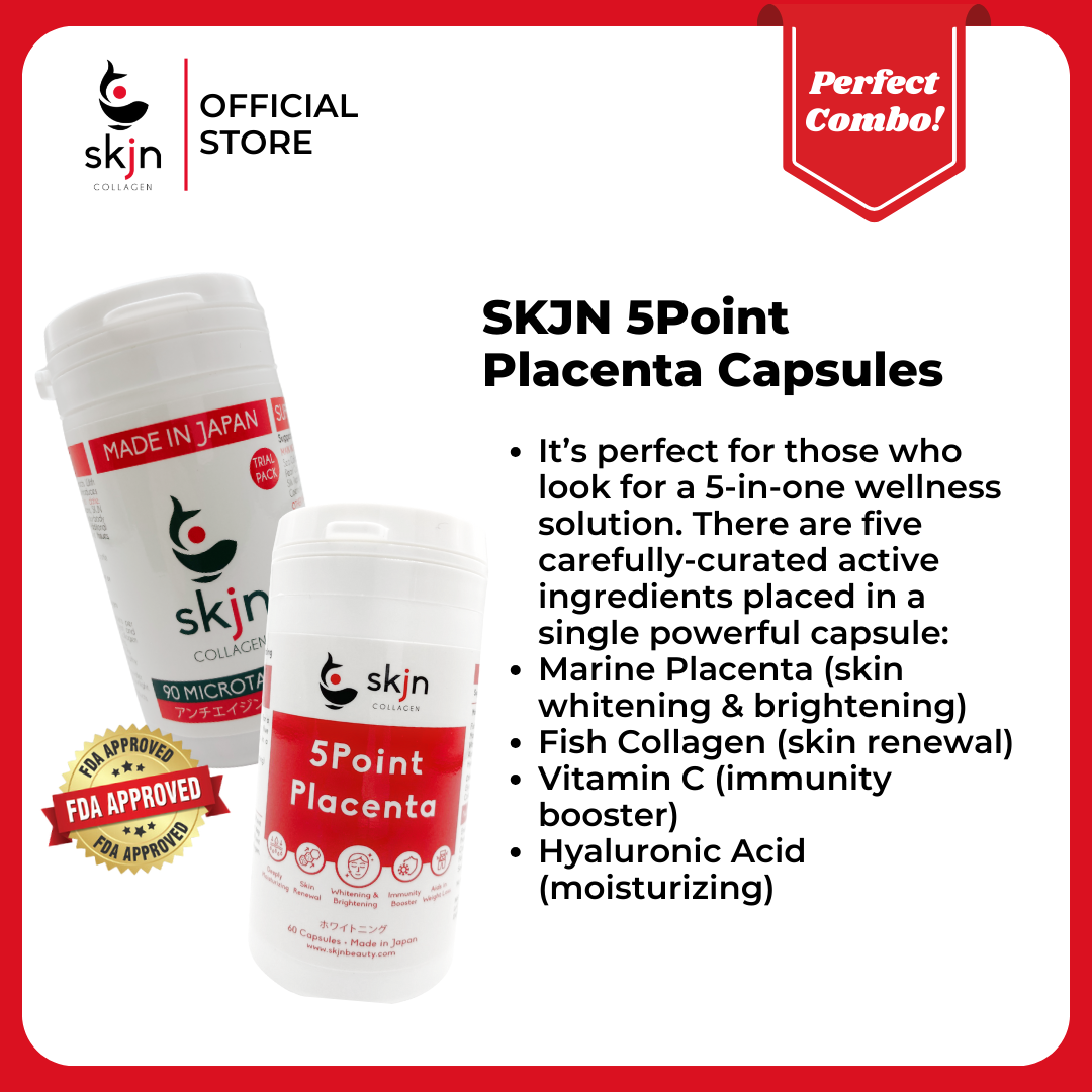 SKJN CollaCenta Combo: SKJN Micro Tablets 90's Duma Bottle & SKJN 5Point Placenta 60 Capsules