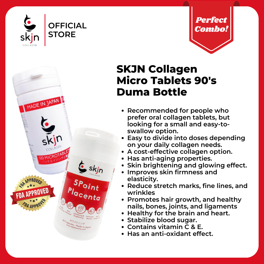 SKJN CollaCenta Combo Plus: SKJN Micro Tablets 120's Duma Bottle & SKJN 5Point Placenta 60 Capsules